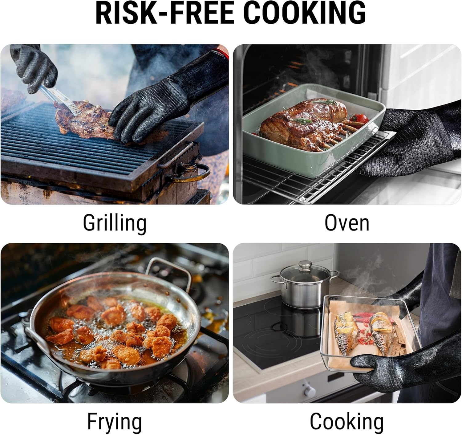 image:imageTempPro 932F Heat Resistant BBQ Gloves 14 Waterproof Oven amp Grill Gloves Oil amp SlipResistant Neoprene Oven Mitts for BBQ Fire Pit Rotisserie Smoker Accessories Gifts Previously ThermoPro14INCH