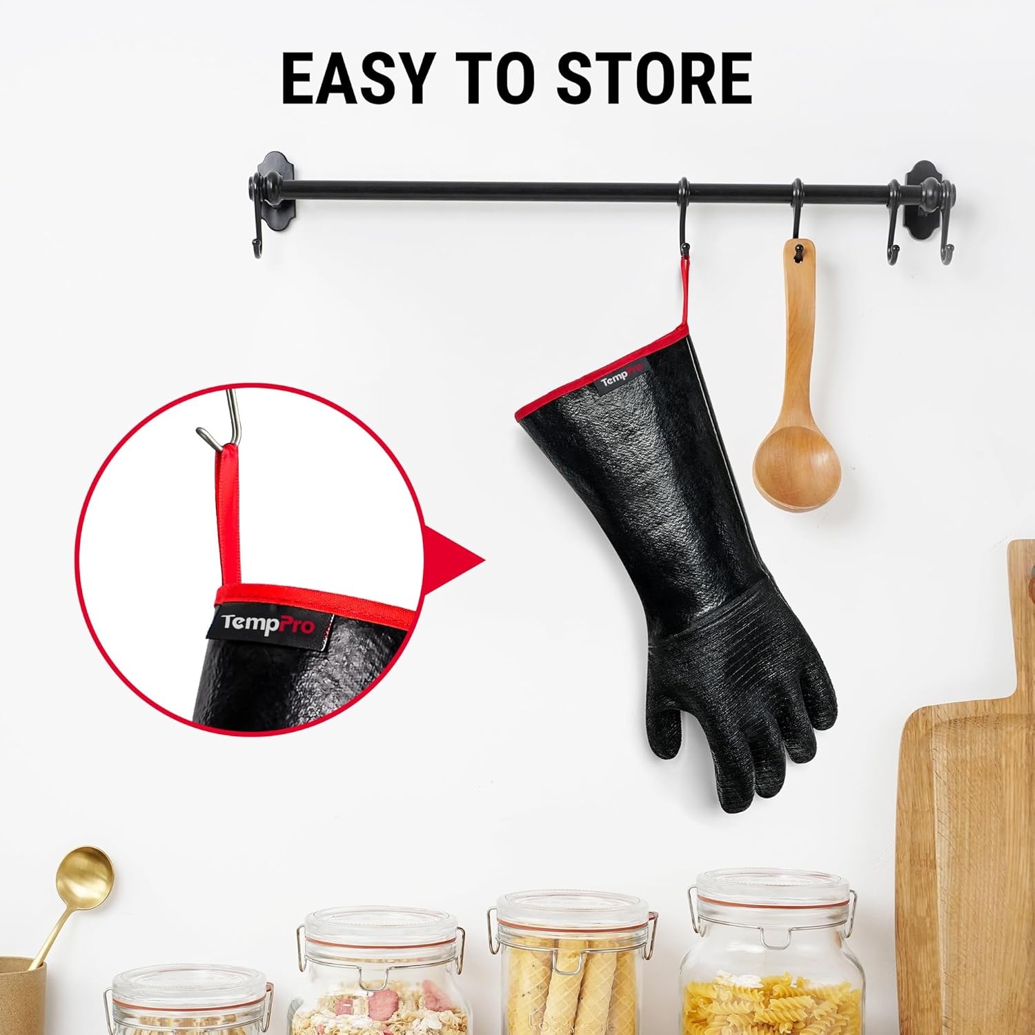 image:imageTempPro 932F Heat Resistant BBQ Gloves 14 Waterproof Oven amp Grill Gloves Oil amp SlipResistant Neoprene Oven Mitts for BBQ Fire Pit Rotisserie Smoker Accessories Gifts Previously ThermoPro17INCH