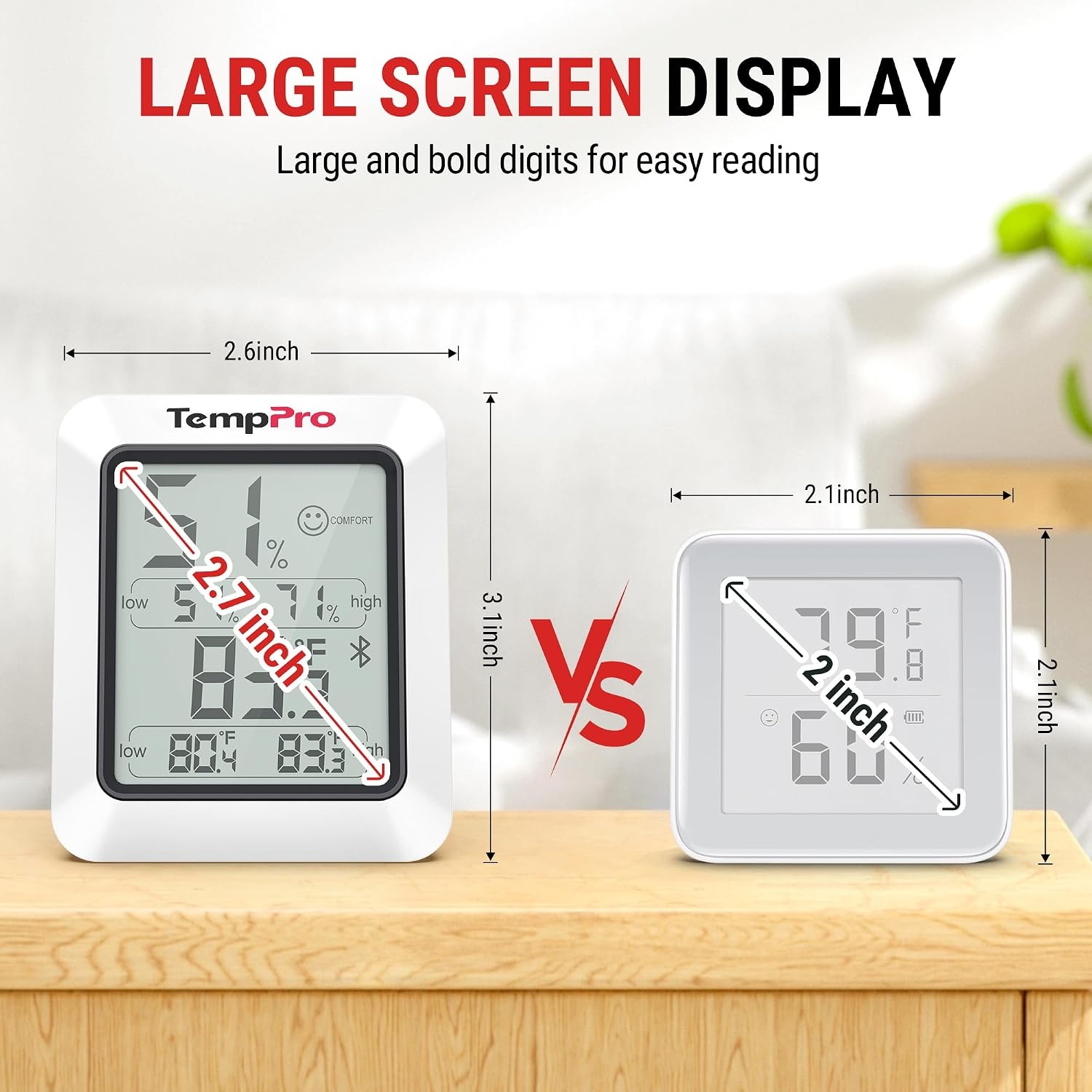 image:imageTempPro Hygrometer Thermometer for House Bluetooth Room Indoor Greenhouse Thermometer Monitor Up to 260FT Backlit Humidity Meter Temperature Sensor with 2Year Data ExportPreviously ThermoPro2