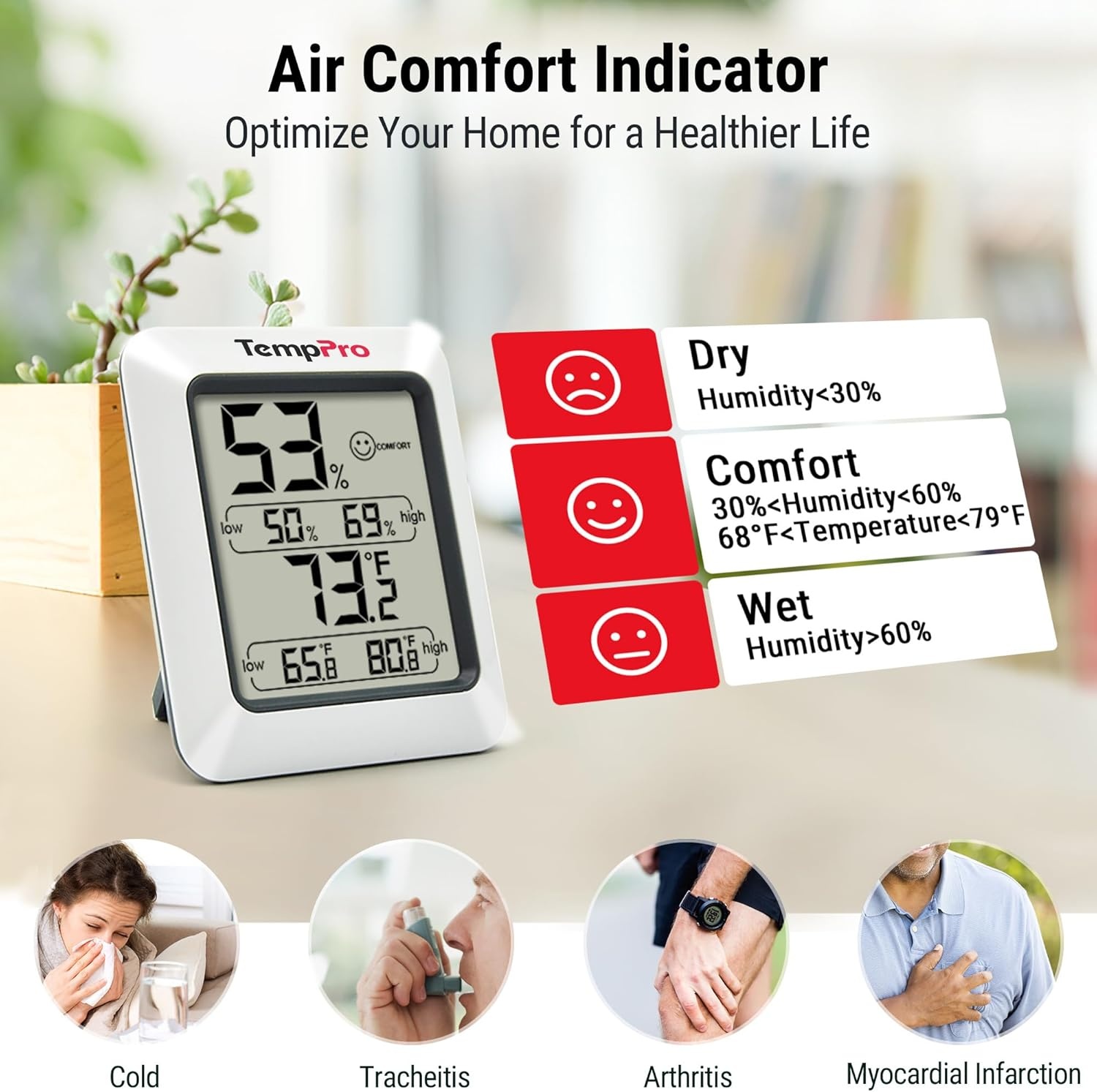 image:imageTempPro Hygrometer Thermometer for House Bluetooth Room Indoor Greenhouse Thermometer Monitor Up to 260FT Backlit Humidity Meter Temperature Sensor with 2Year Data ExportPreviously ThermoPro2