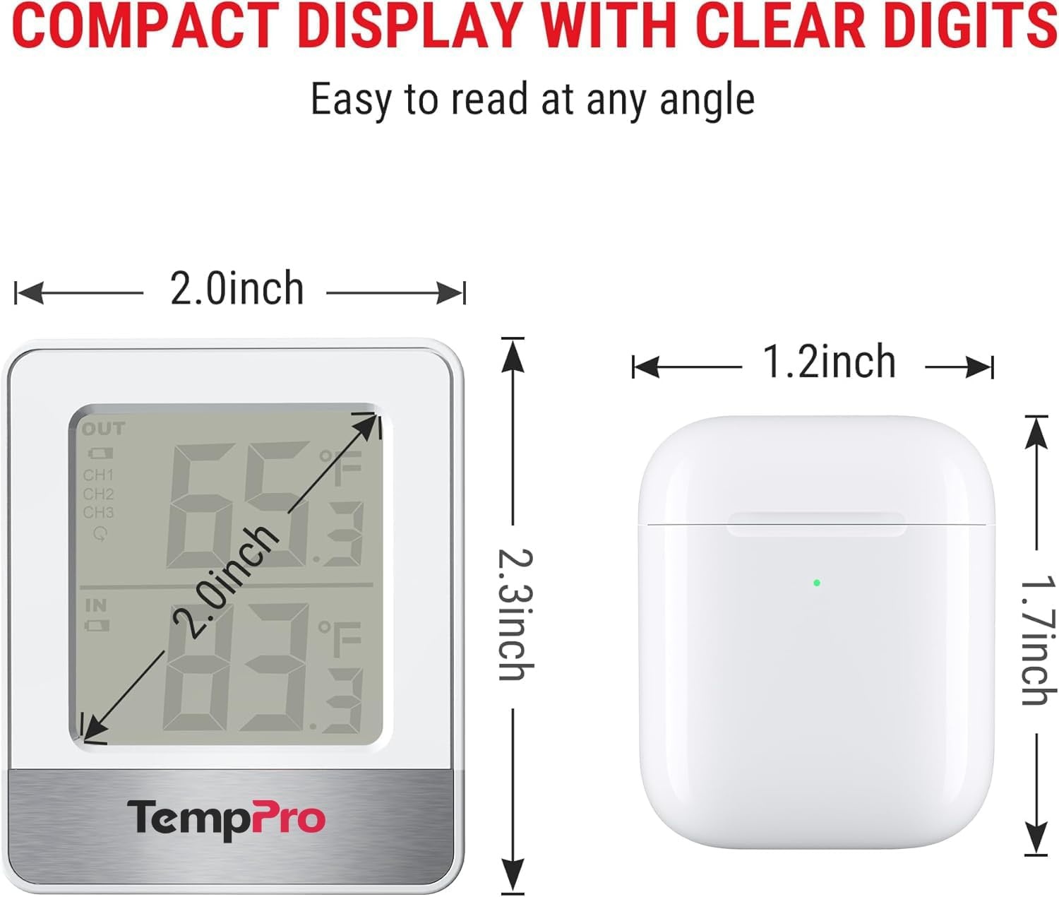 image:imageTempPro Indoor Outdoor Thermometer Wireless 500FT Outside Greenhouse Thermometer with Temperature Sensor Temperature Monitor for Patio Reptile House Home Baby Room Previously ThermoPro Outside Greenhouse Thermometer with Temperature Sensor Temperature Monitor for Patio Reptile House Home Baby RoomWhite Inoutdoor Thermometer