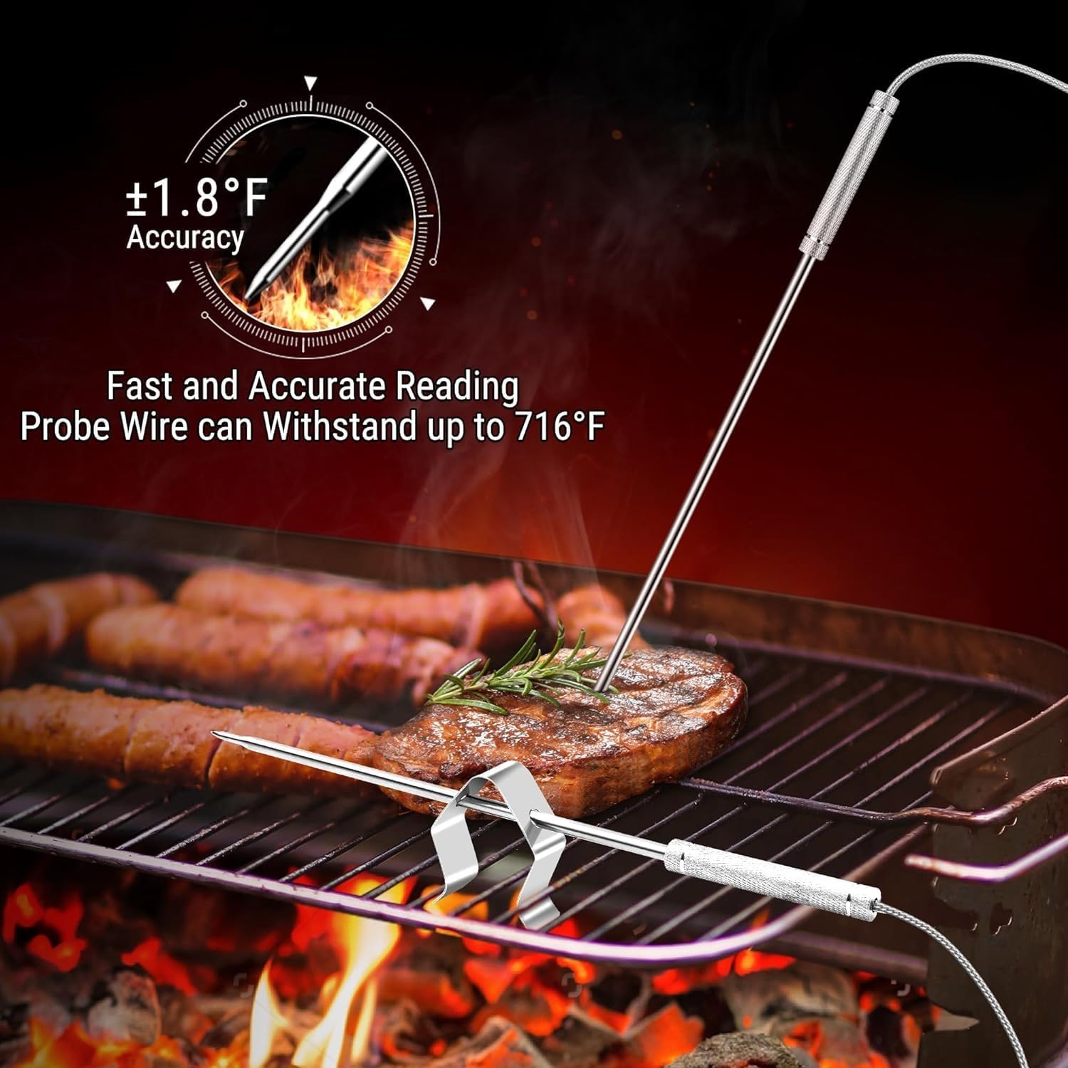 image:imageTempPro TP08 500FT Wireless Meat Thermometer for Grilling Smoker BBQ Thermometer with Dual Probe Kitchen Cooking Steak Turkey Food Thermometer Cooking Gift for Dad Him Husband Previously ThermoPro