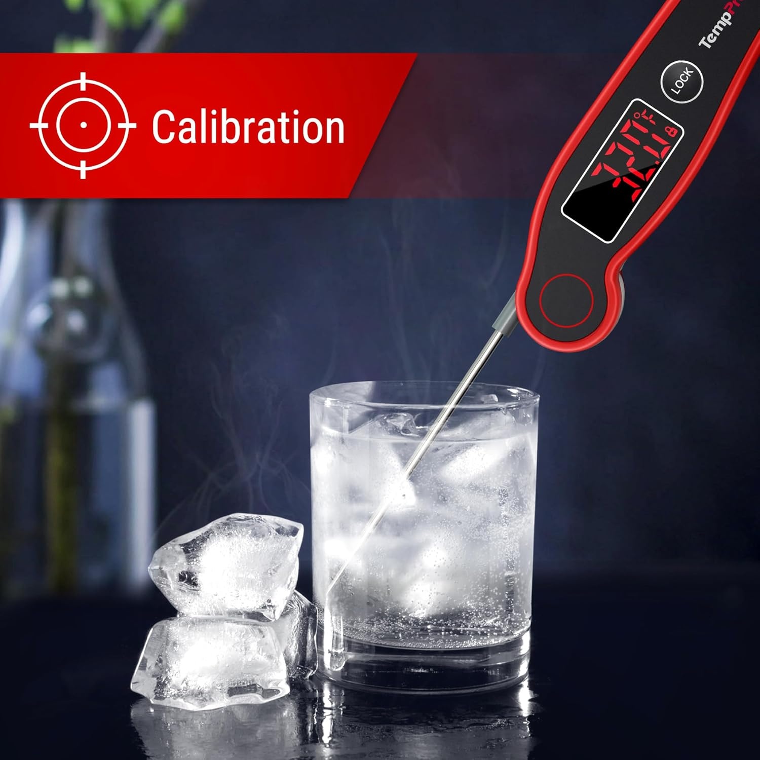 image:imageTempPro TP19 Waterproof Digital Meat Thermometer for Grilling with Ambidextrous Backlit amp Thermocouple Instant Read Kitchen Cooking Food Thermometer for Candy Water Grill Smoker Previously ThermoProBright Red