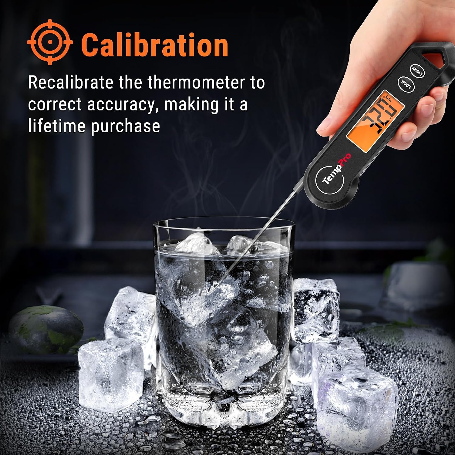 image:imageTempPro TP19H 1 Sec Digital Meat Thermometer for Cooking Instant Read Food Thermometer with Motion Wake for BBQ Grill Oil Fry Candy Gifts for Men Dad Husband Previously ThermoProPitchblack
