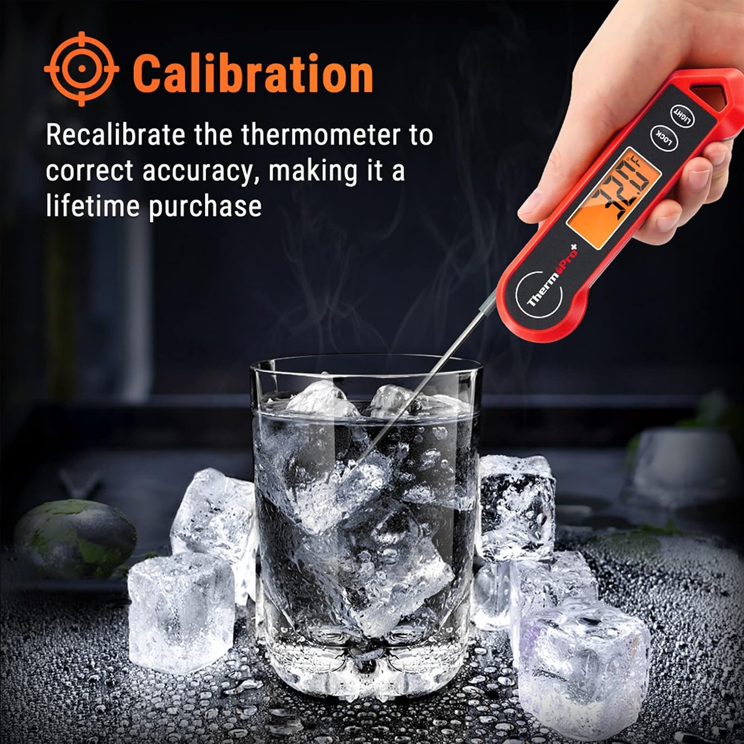 image:imageTempPro TP19H 1 Sec Digital Meat Thermometer for Cooking Instant Read Food Thermometer with Motion Wake for BBQ Grill Oil Fry Candy Gifts for Men Dad Husband Previously ThermoProRed