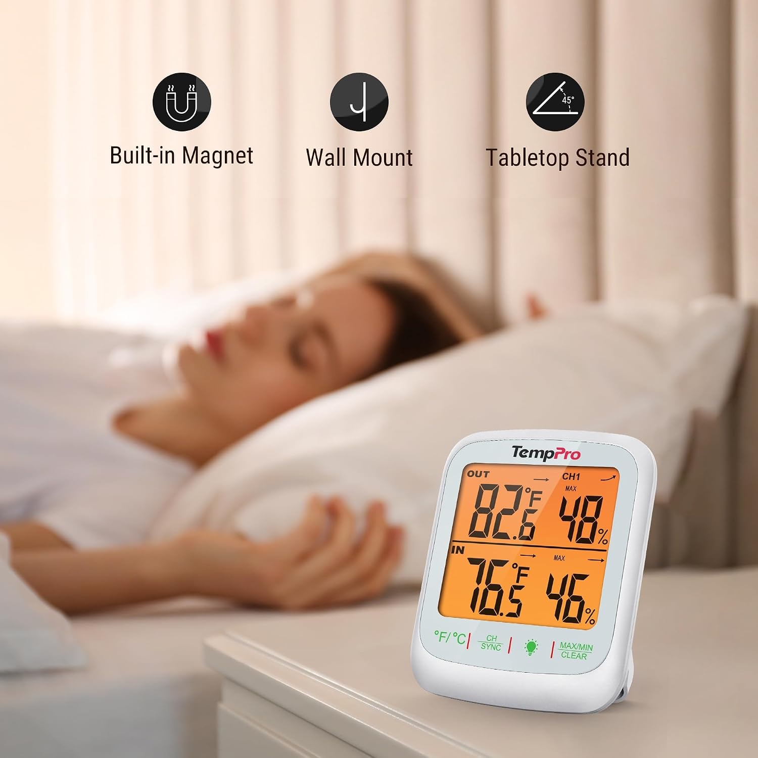 image:imageTempPro TP260B Indoor Outdoor Thermometer Wireless 1000FT Range Digital Hygrometer Humidity Meter with Remote Temperature Sensor Inside Outside Thermometer for Home Patio Room Previously ThermoPro