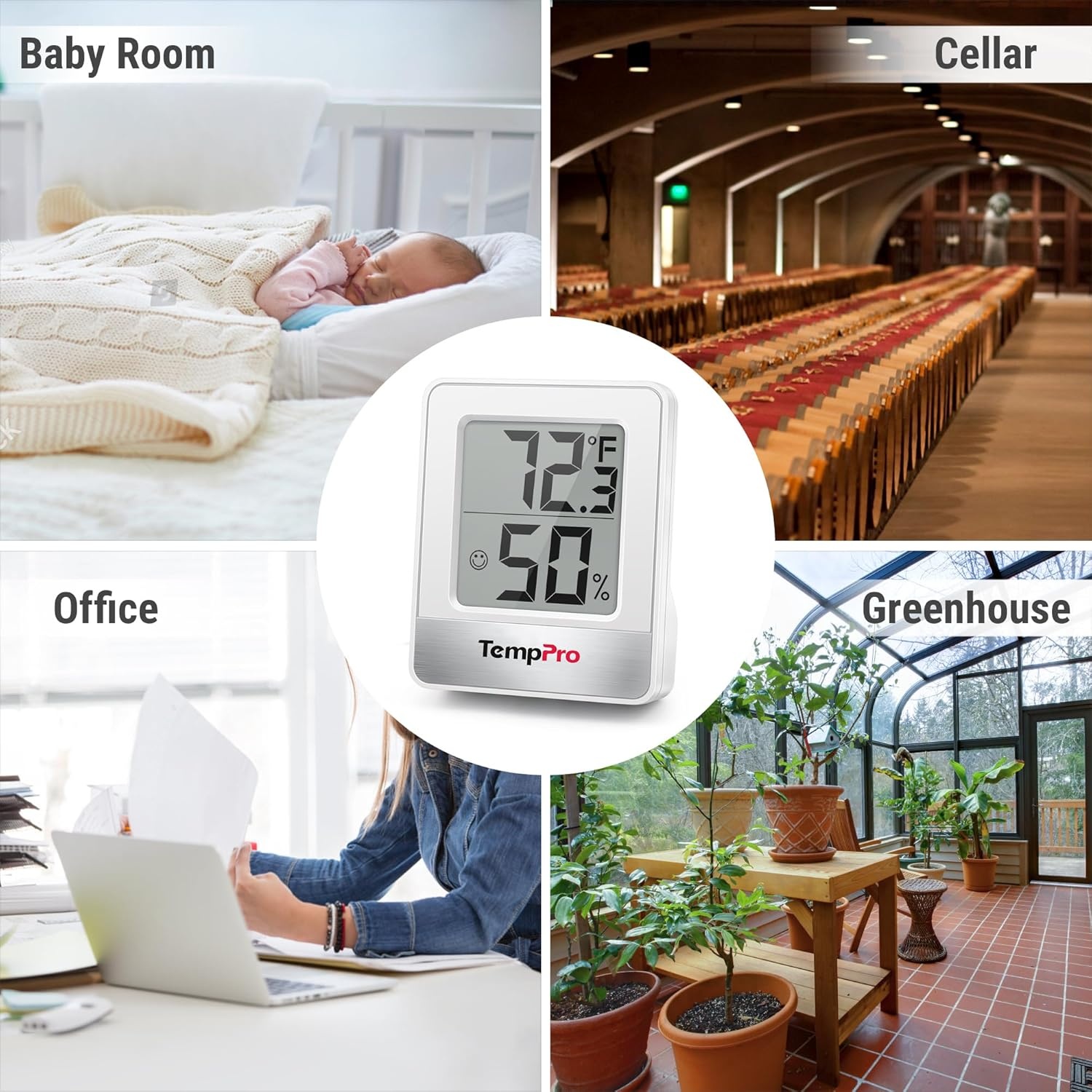 image:imageTempPro TP49 Digital Hygrometer Indoor Thermometer Humidity Meter Room Thermometer with Temperature and Humidity Monitor Mini Hygrometer Previously ThermoProWhite Indoor Thermometer