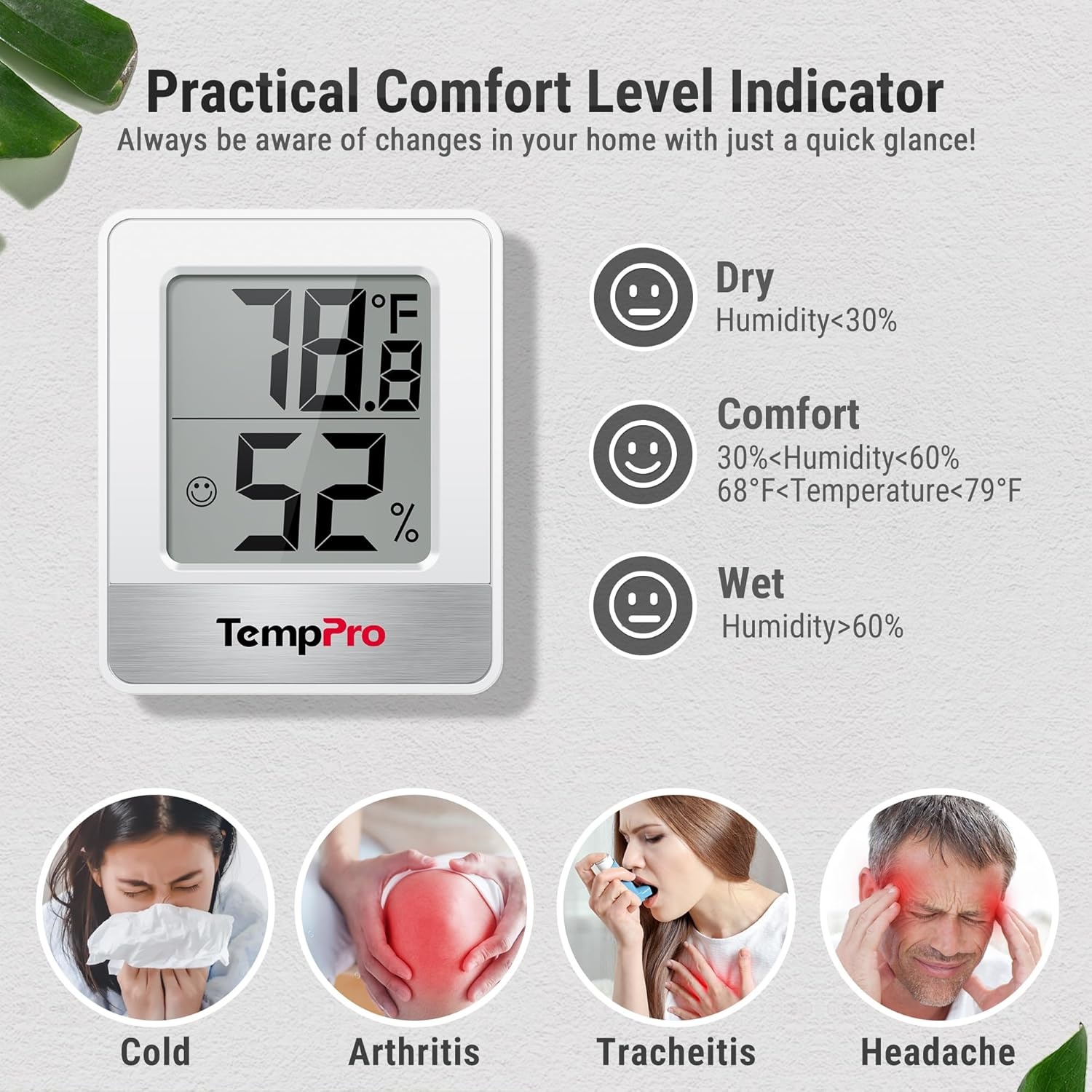 image:imageTempPro TP49 Digital Hygrometer Indoor Thermometer Humidity Meter Room Thermometer with Temperature and Humidity Monitor Mini Hygrometer Previously ThermoProWhite Indoor Thermometer