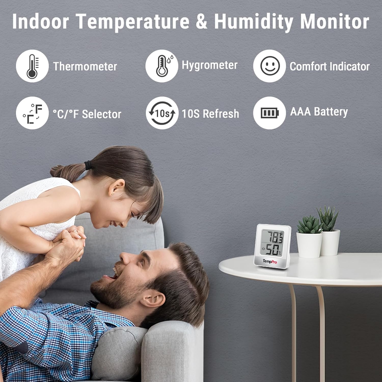 image:imageTempPro TP49 Digital Hygrometer Indoor Thermometer Humidity Meter Room Thermometer with Temperature and Humidity Monitor Mini Hygrometer Previously ThermoProWhite Indoor Thermometer
