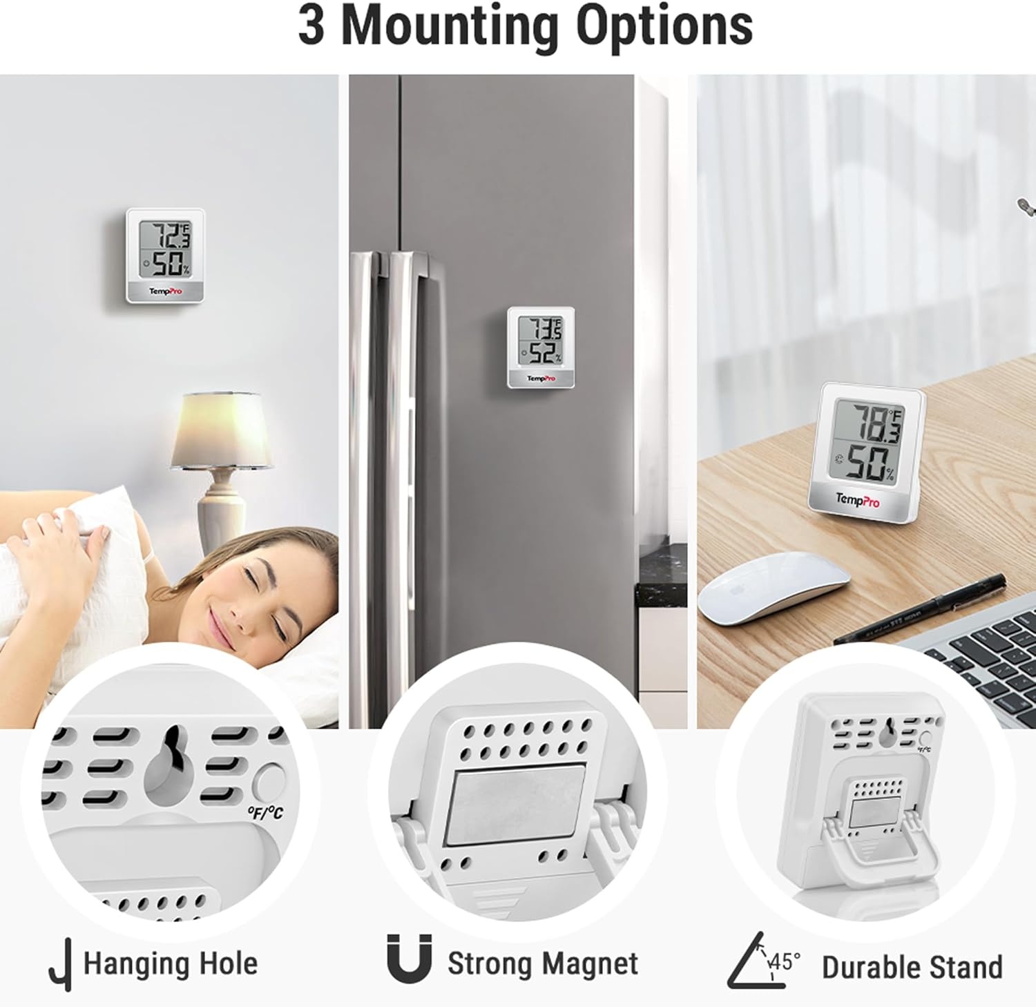 image:imageTempPro TP49 Digital Hygrometer Indoor Thermometer Humidity Meter Room Thermometer with Temperature and Humidity Monitor Mini Hygrometer Previously ThermoProWhite Indoor Thermometer
