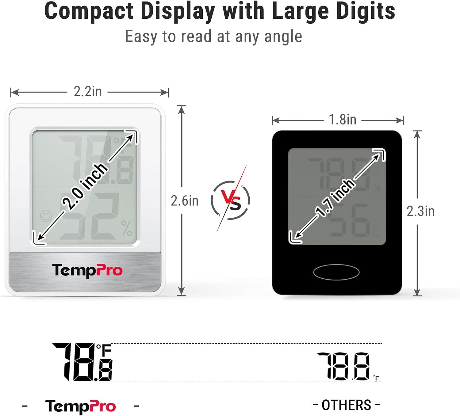 image:imageTempPro TP49 Digital Hygrometer Indoor Thermometer Humidity Meter Room Thermometer with Temperature and Humidity Monitor Mini Hygrometer Previously ThermoProWhite Indoor Thermometer