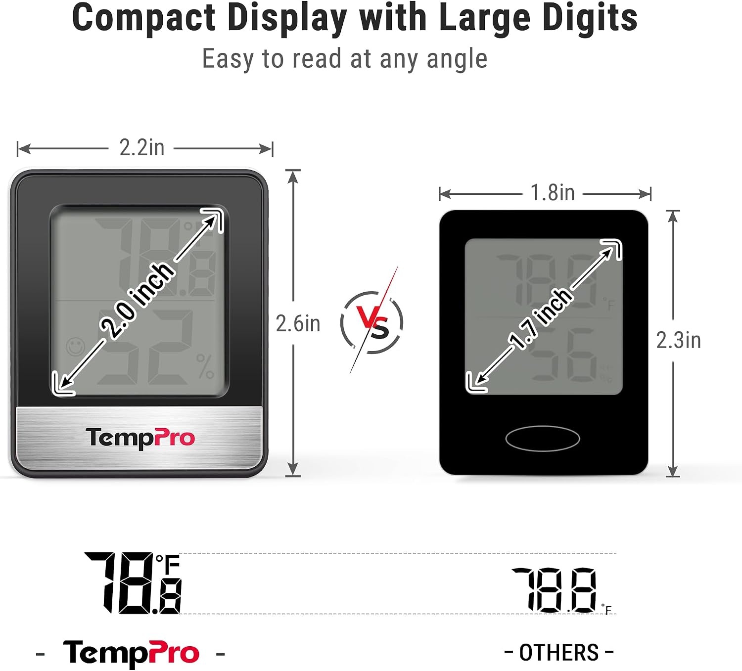 image:imageTempPro TP49 Digital Hygrometer Indoor Thermometer Humidity Meter Room Thermometer with Temperature and Humidity Monitor Mini Hygrometer Previously ThermoProBlack Indoor Thermometer