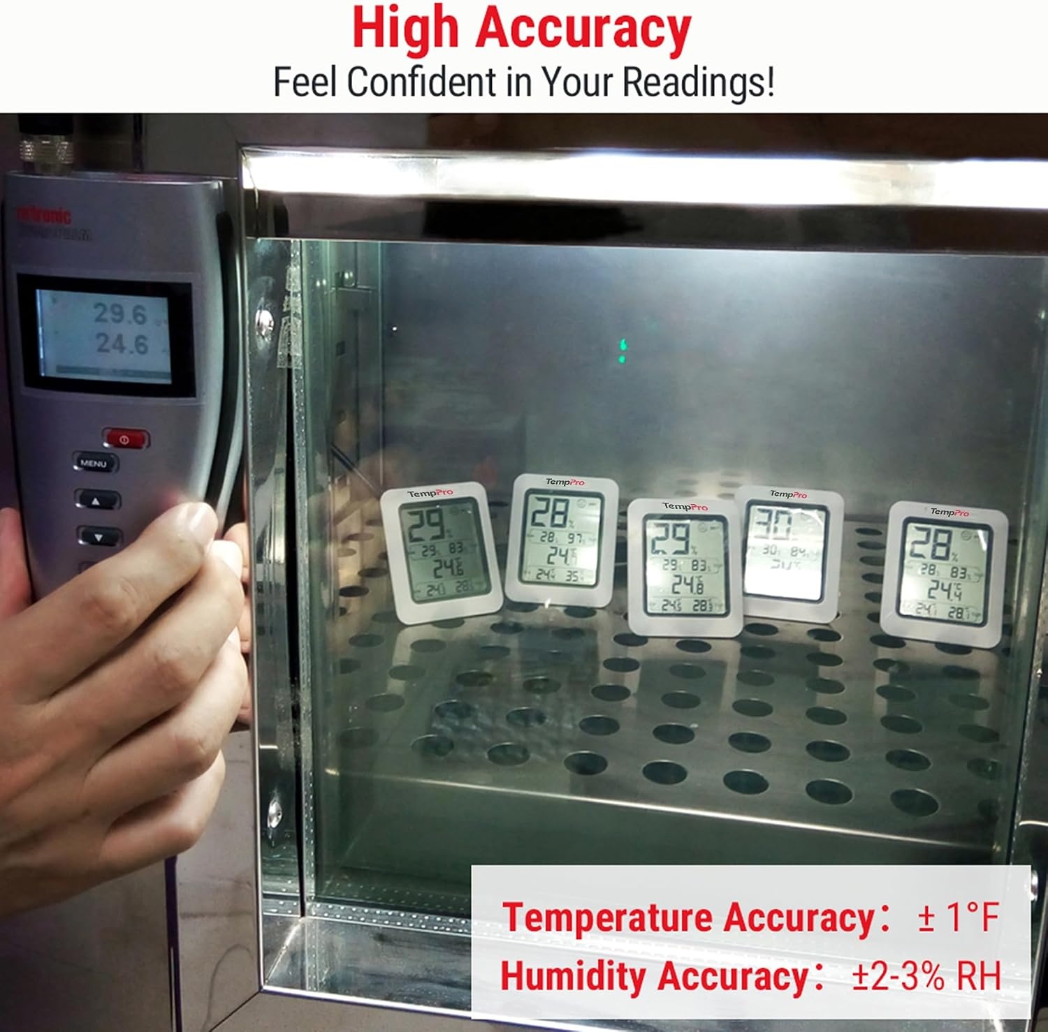 image:imageTempPro TP50 3 Pieces Digital Hygrometer Indoor Thermometer Room Thermometer and Humidity Gauge with Temperature Humidity Monitor Previously ThermoProWhite