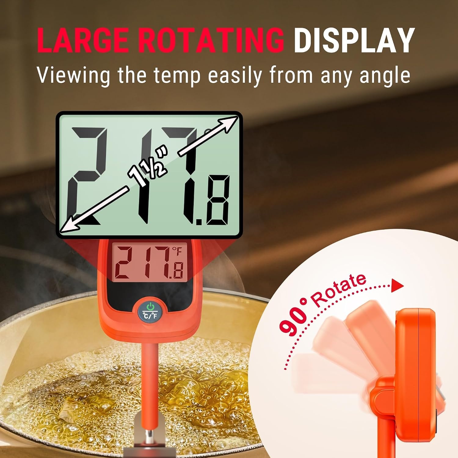 image:imageTempPro TP509 Candy Thermometer with Pot Clip 10 Long Probe Instant Read Meat Food Thermometer with LCD Cooking Oil Deep Frying Thermometer for Brewing Fathers Day Gift Previously ThermoPro