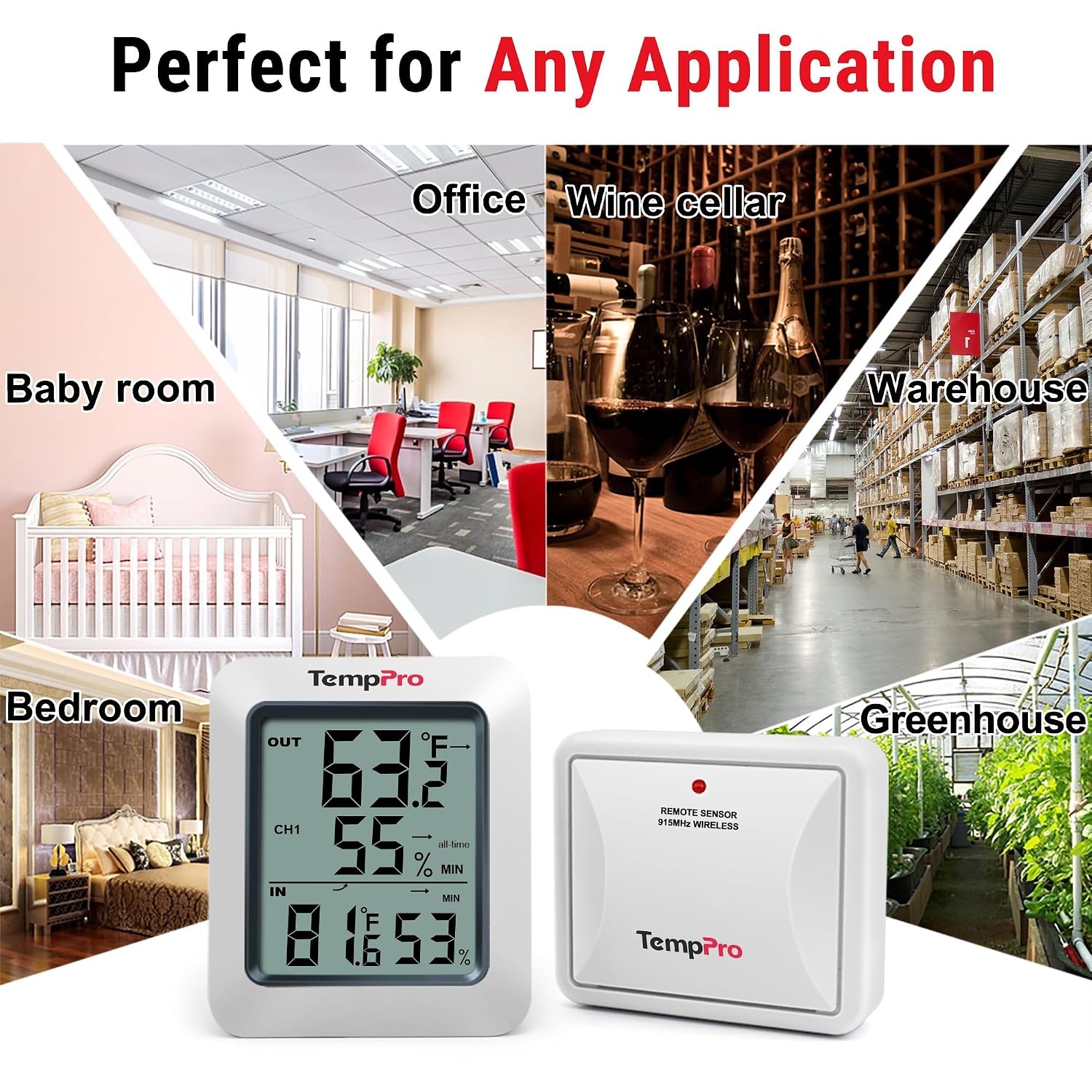 image:imageTempPro TP602 Digital Hygrometer Indoor Outdoor Thermometer Wireless Temperature and Humidity Gauge Monitor Room Thermometer with 500ft150m Range Humidity Meter Previously ThermoPro2