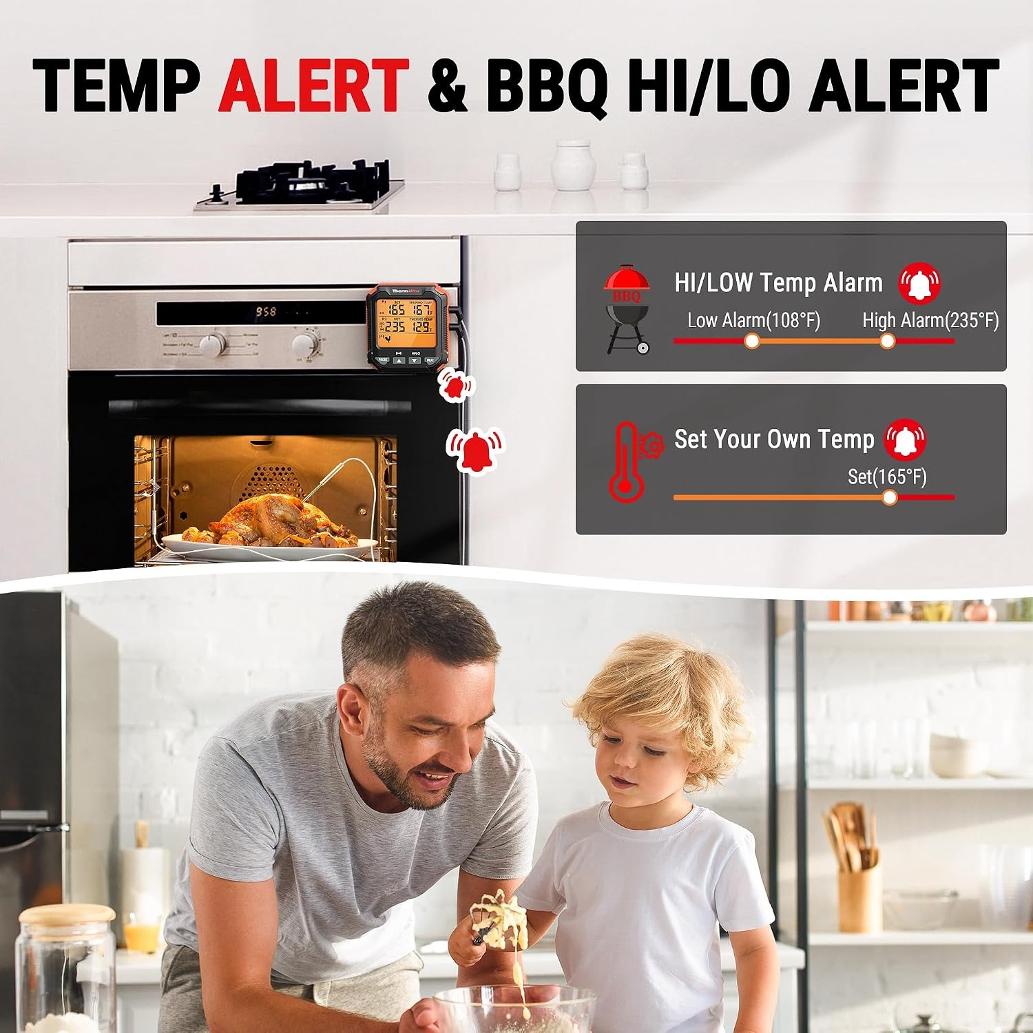 image:imageTempPro TP717 Digital Meat Thermometer Backlit Grill Thermometer Meat Thermometer Oven Safe with 2 Meat Probes Food Thermometer for Cooking with Temp Alert for Smoker BBQPreviously ThermoPro