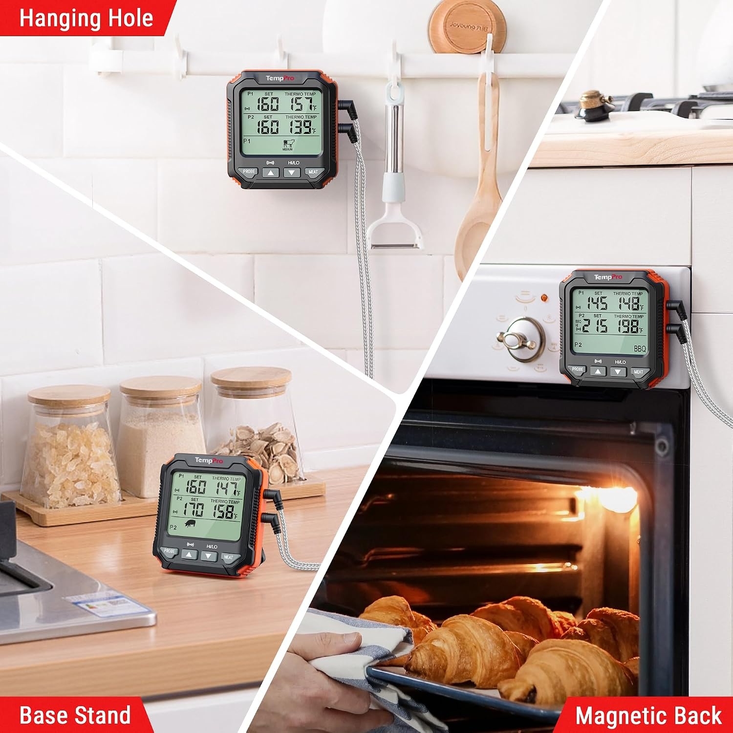 image:imageTempPro TP717 Digital Meat Thermometer Backlit Grill Thermometer Meat Thermometer Oven Safe with 2 Meat Probes Food Thermometer for Cooking with Temp Alert for Smoker BBQPreviously ThermoPro