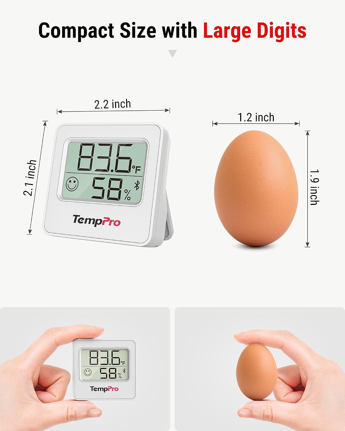 image:imageTempPro TempAir Bluetooth Digital Hygrometer Indoor Thermometer of 260FT Humidity Meter with Smart App Room Thermometer Humidity Gauge with Temperature Humidity Sensor3