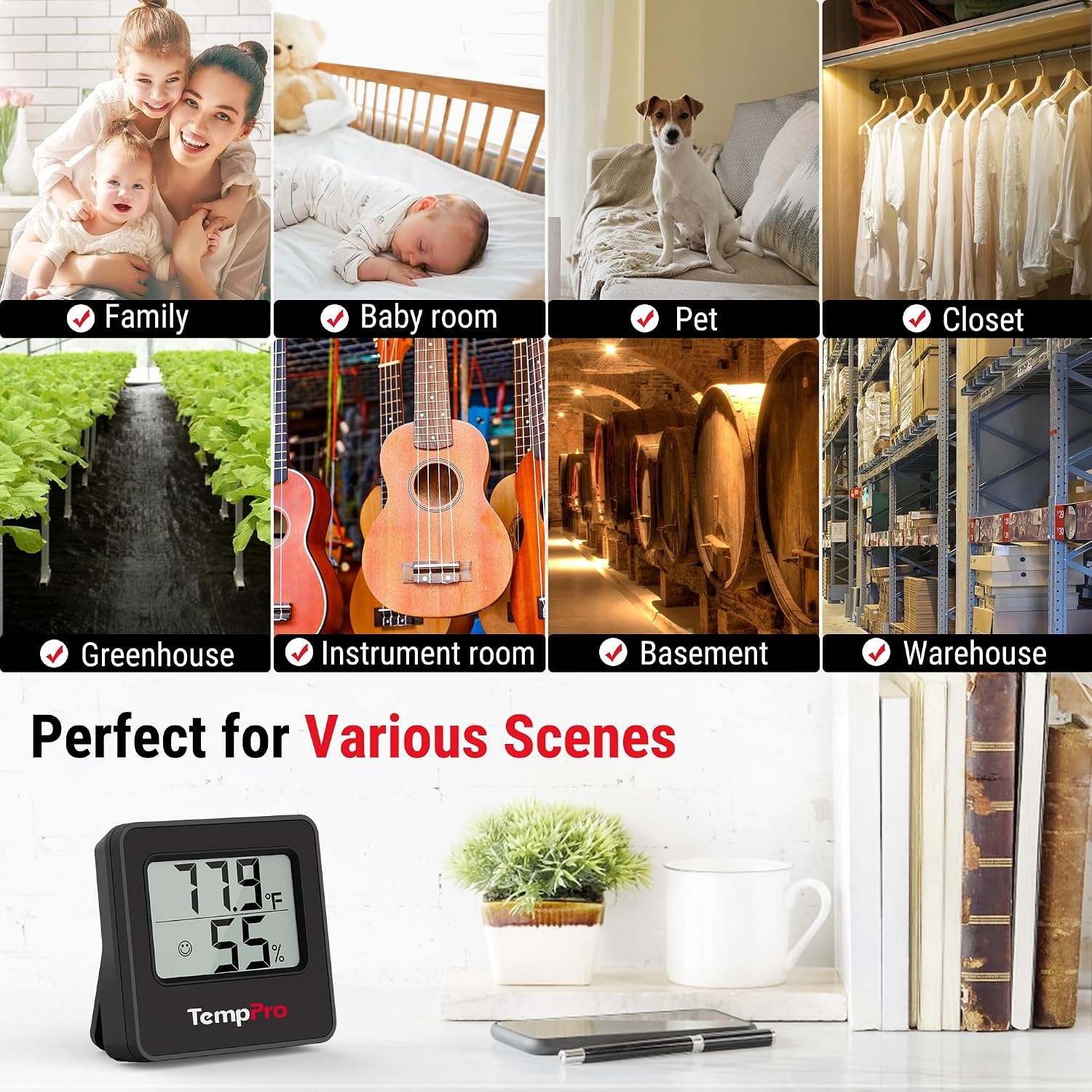 image:imageTempPro TempAir Bluetooth Digital Hygrometer Indoor Thermometer of 260FT Humidity Meter with Smart App Room Thermometer Humidity Gauge with Temperature Humidity Sensor1