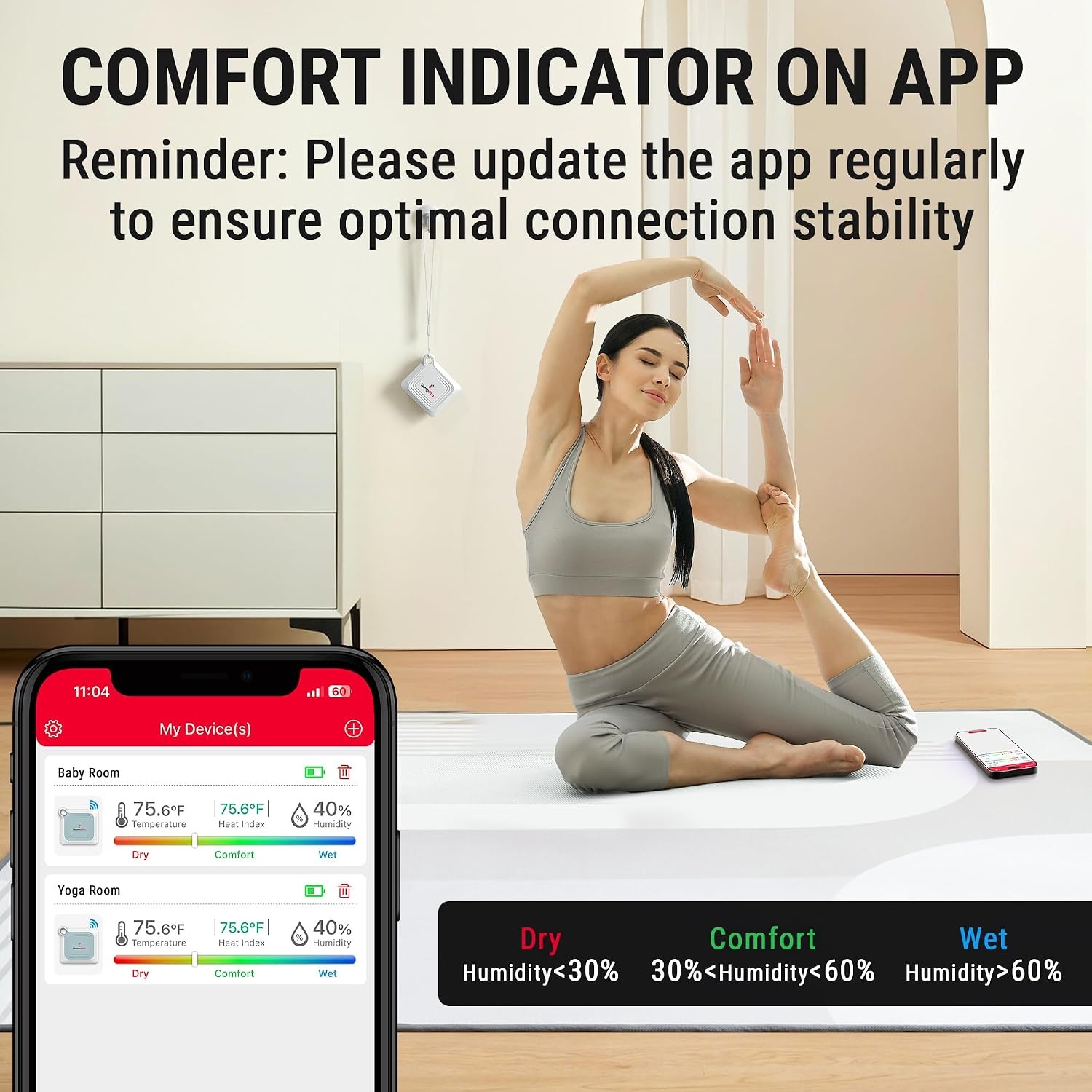 image:imageTempPro TempAir Bluetooth Thermometer Hygrometer 260 ft Temperature Sensor Greenhouse Thermometer with Remote App Control Temperature and Humidity Monitor with 2Year Data Logging Export1