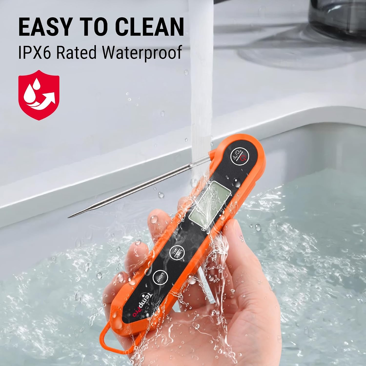 image:imageTempPro TempSwift 1 Sec Meat Thermometer Digital for Kitchen Cooking Food 39 inches Long Probe Calibration Backlight Bread Baking Sourdough Liquids Candy Making Accessories Previously ThermoProOrange