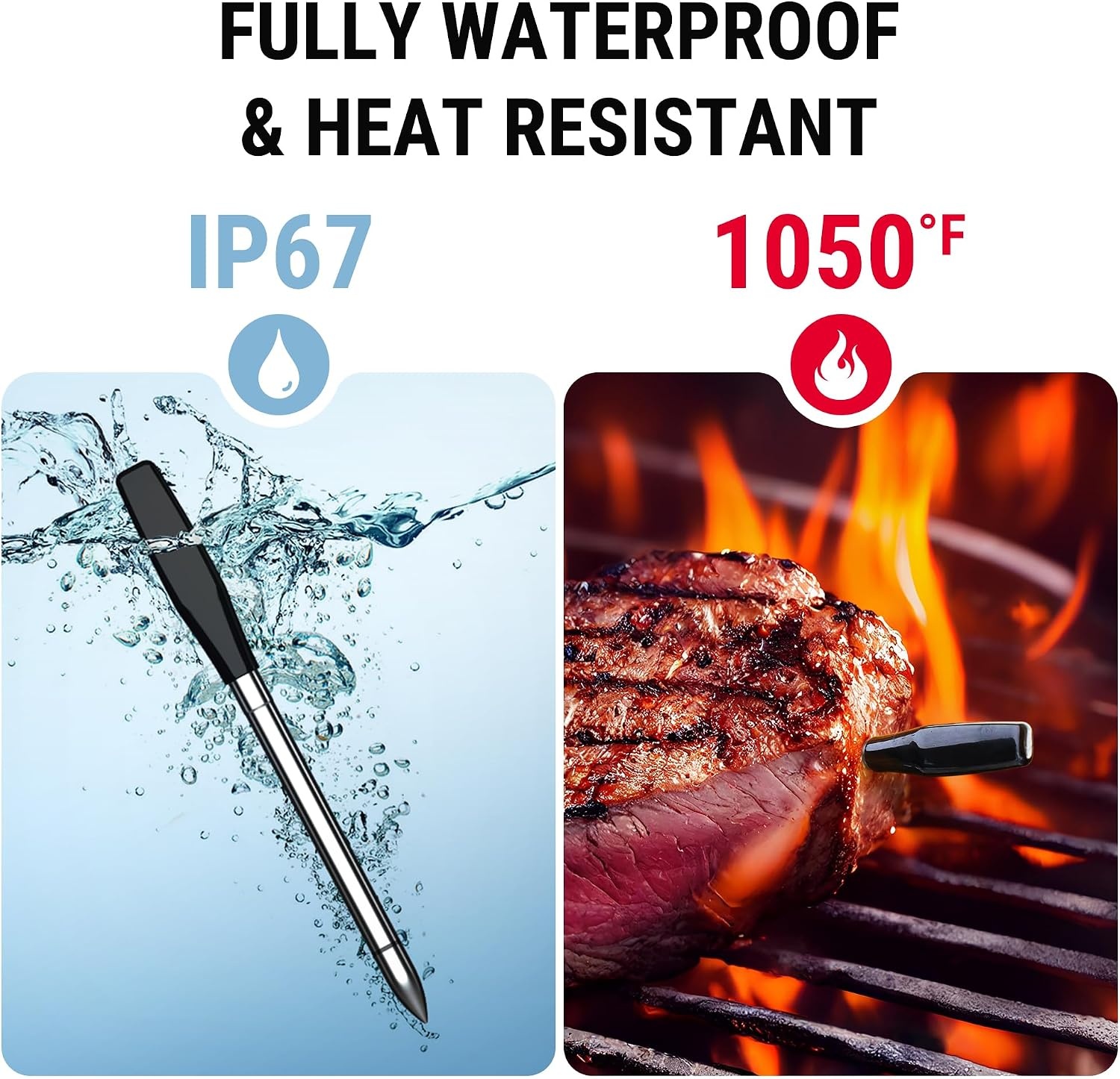 image:imageTempSpike Wireless Meat Thermometer Digital with App WiFi amp Bluetooth BBQ Grill Thermometer with High Precision Waterproof amp HeatResistant Probes Rechargeable Base with Display for BBQ Smoker Oven2 Probes