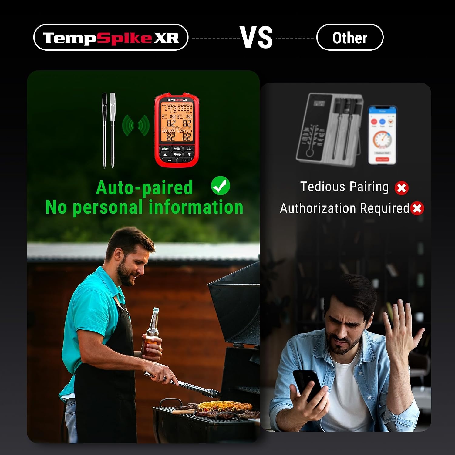 image:imageThermoPro TempSpike 2000FT Wireless Meat Thermometer with 2 UltraThin Meat Probe Smart Meat Thermometer Digital Wireless for Rotisserie Smoker BBQ Grill Kitchen Cooking Gift for Dad Him HusbandRed