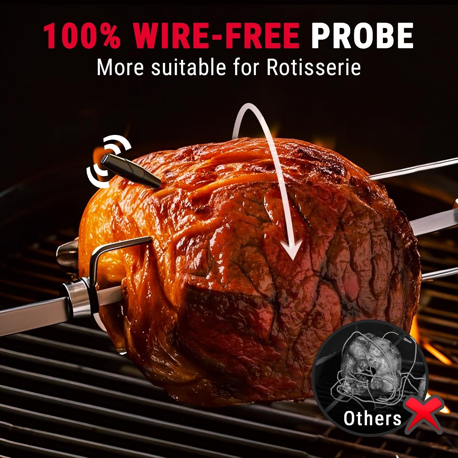 image:imageThermoPro TempSpike 2000FT Wireless Meat Thermometer with 2 UltraThin Meat Probe Smart Meat Thermometer Digital Wireless for Rotisserie Smoker BBQ Grill Kitchen Cooking Gift for Dad Him HusbandRed