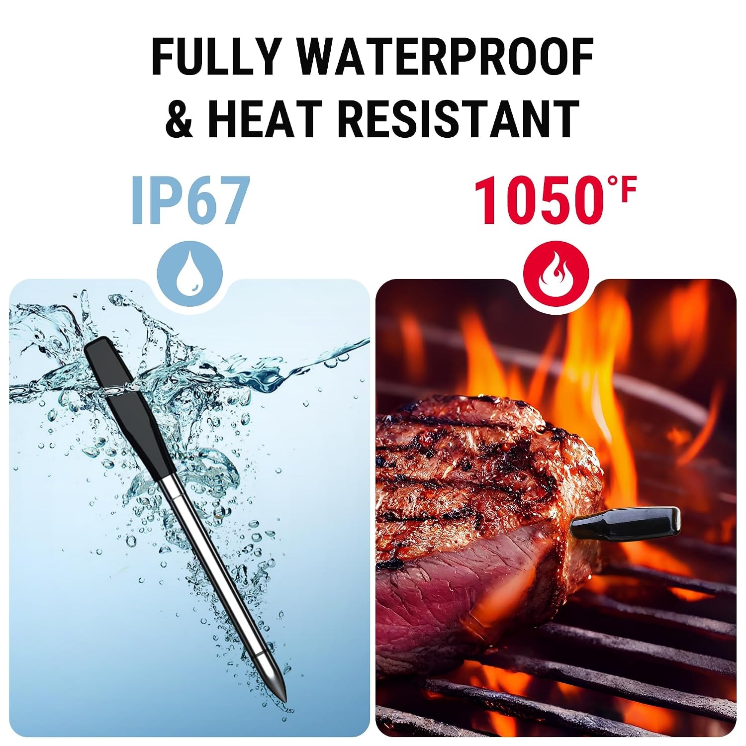 image:imageThermoPro WiFi Bluetooth Wireless Meat Thermometer Digital Unlimited RangeDetachable Thiner Meat Probe amp Standalone Base1050F Heat ResistanceFood Thermometer for Cooking Grill Smoker Oven FryerOrange
