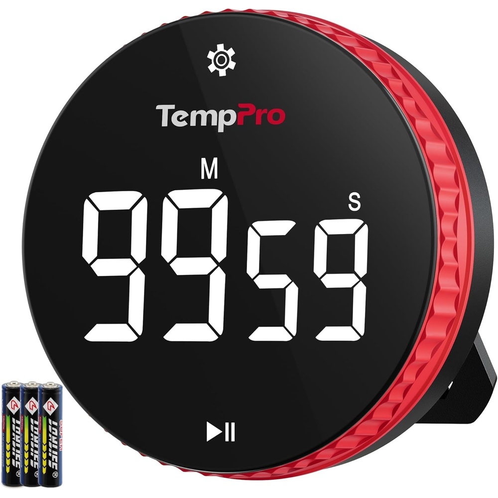 image:imageTempPro 99Hour Digital Kitchen Timer with Strong Magnetic amp Stable Stand Classroom Timers with 3VolumeLevel Stopwatch with Large LED Display Digital Timers for ClassroomPreviously ThermoPro
