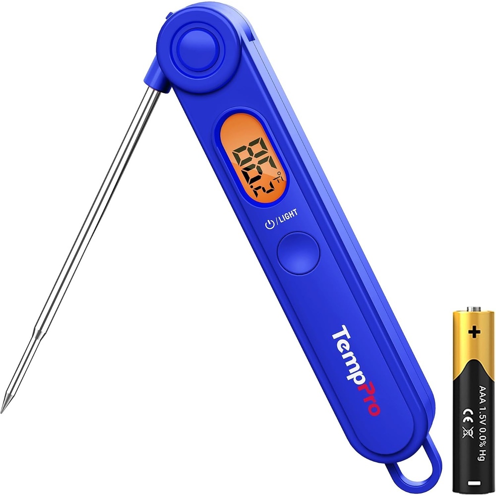 image:imageTempPro TP03B Digital Meat Thermometer for Cooking Instant Read Thermometer with Backlight Kitchen Food Thermometer for Grill Smoker BBQ Oil Deep Fry Candy Bread Coffee Previously ThermoProBlue
