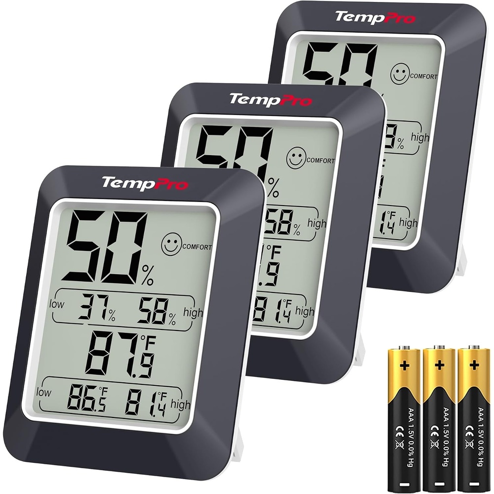 image:imageTempPro TP50 3 Pieces Digital Hygrometer Indoor Thermometer Room Thermometer and Humidity Gauge with Temperature Humidity Monitor Previously ThermoProBlack