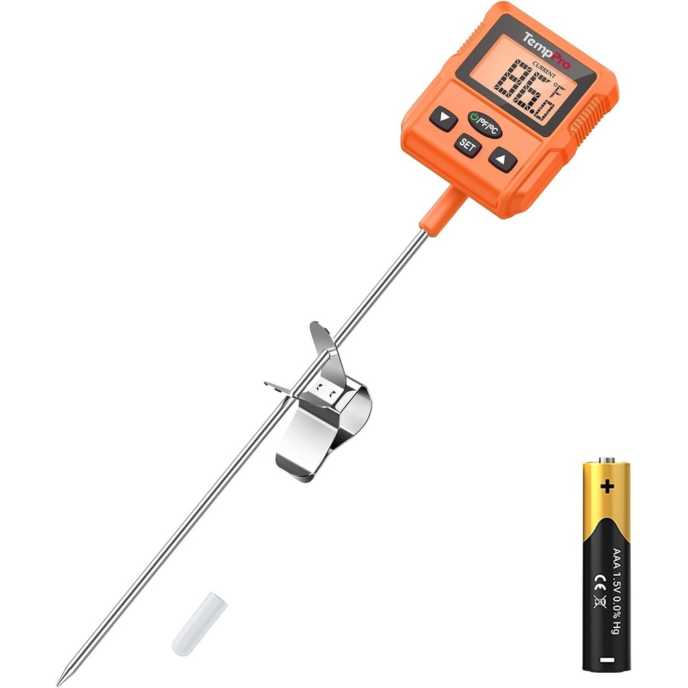 image:imageTempPro TP510 Waterproof Digital Candy Thermometer with Pot Clip 10 Long Probe Instant Read Food Cooking Meat Thermometer for Grilling BBQ Deep Fry Oil Fathers Day Gift Previously ThermoProProgrammable Design