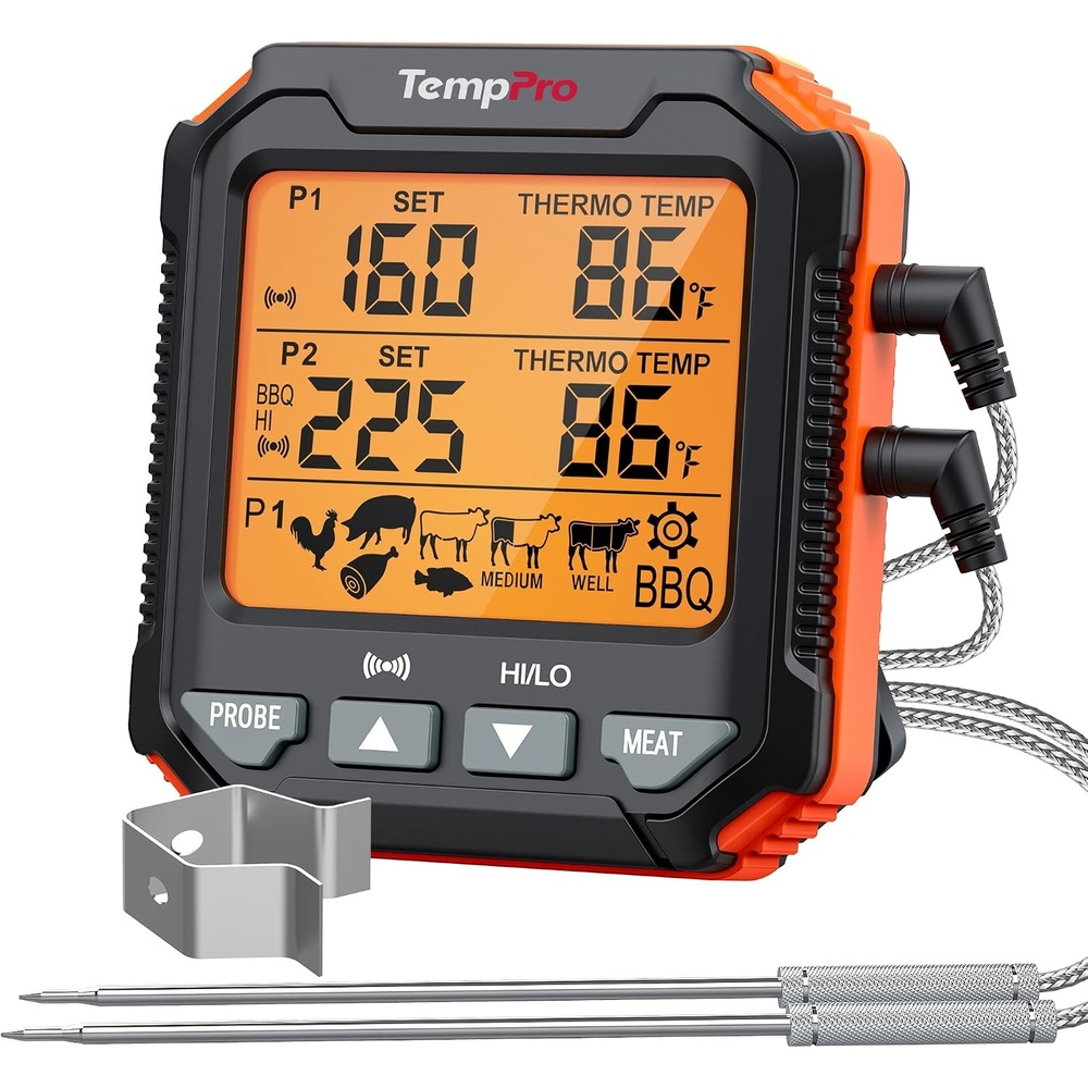 image:imageTempPro TP717 Digital Meat Thermometer Backlit Grill Thermometer Meat Thermometer Oven Safe with 2 Meat Probes Food Thermometer for Cooking with Temp Alert for Smoker BBQPreviously ThermoPro