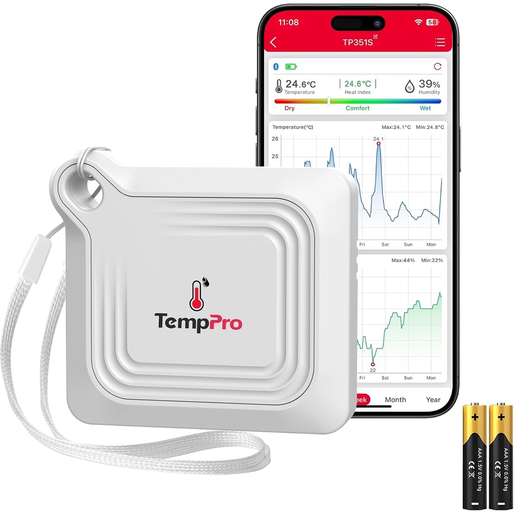 image:imageTempPro TempAir Bluetooth Thermometer Hygrometer 260 ft Temperature Sensor Greenhouse Thermometer with Remote App Control Temperature and Humidity Monitor with 2Year Data Logging Export1