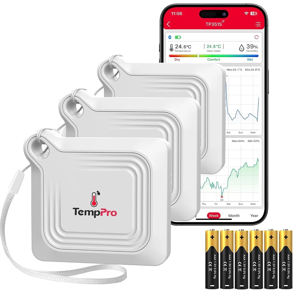 image:imageTempPro TempAir Bluetooth Thermometer Hygrometer 260 ft Temperature Sensor Greenhouse Thermometer with Remote App Control Temperature and Humidity Monitor with 2Year Data Logging Export3