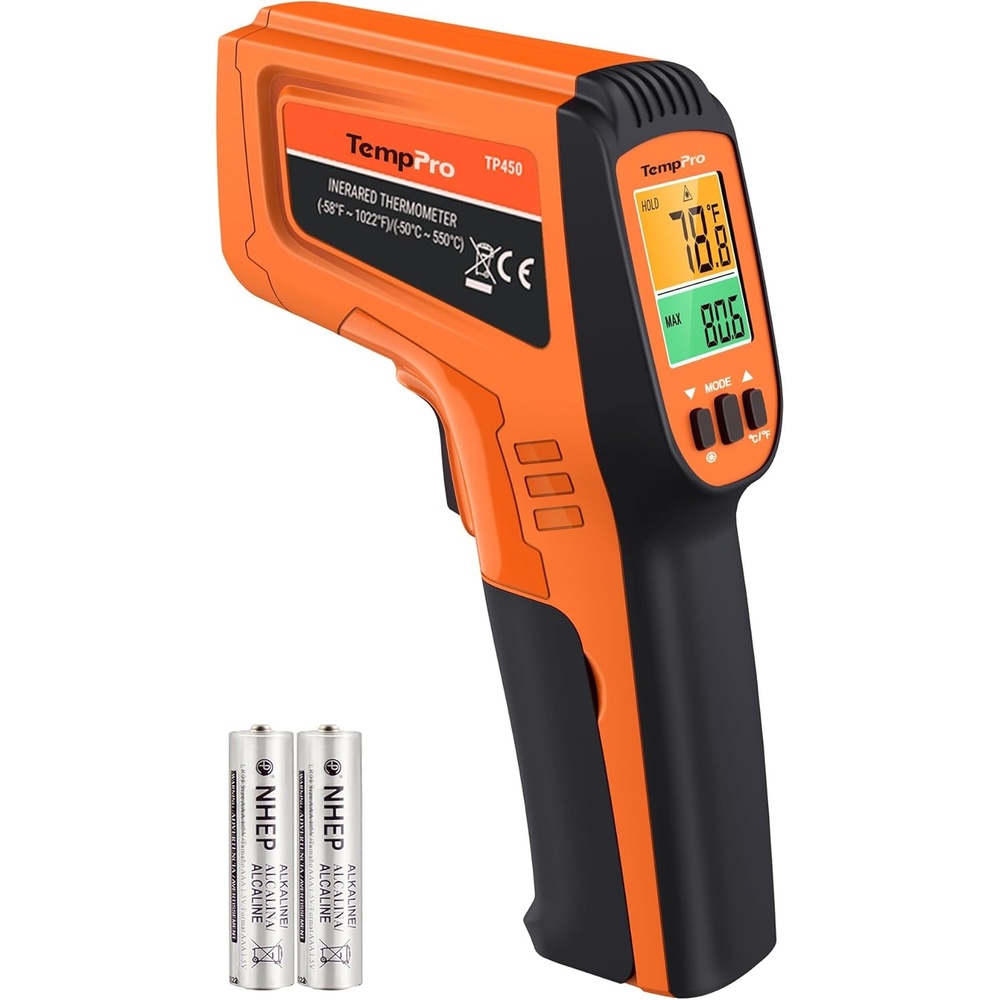 image:imageTempPro TempScan Infrared Thermometer Gun with 2 Laser for Pizza Oven Grill  161 DS Ratio Temperature Gun for Cooking HVAC Engine Laser Thermometer Gun with Adjustable Emissivity Temp Gun 5810222Laser  DS 161