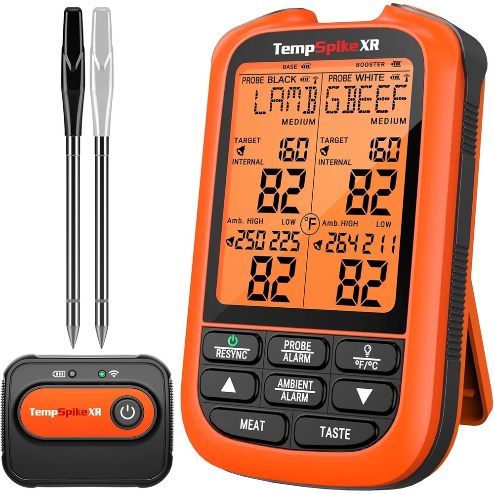 image:imageTempPro TempSpike 1000FT Wireless Meat Thermometer Digital with 2 Probes  RF Technology WireFree IPX8 Probes Alarms Large Backlit LCD Food Thermometer Cooking Turkey Smoker BBQ Grill Gift2000ft
