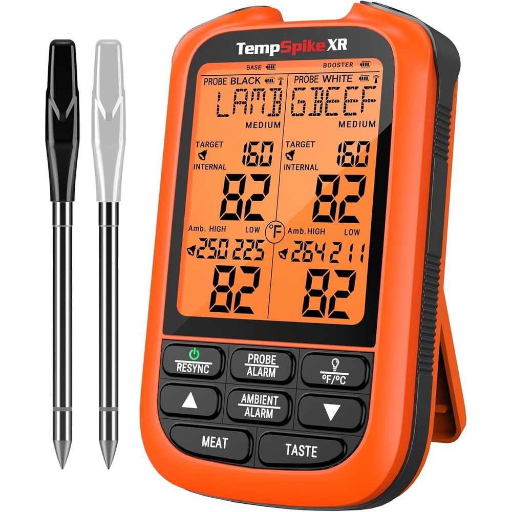 image:imageTempPro TempSpike 1000FT Wireless Meat Thermometer Digital with 2 Probes  RF Technology WireFree IPX8 Probes Alarms Large Backlit LCD Food Thermometer Cooking Turkey Smoker BBQ Grill Gift1000ft