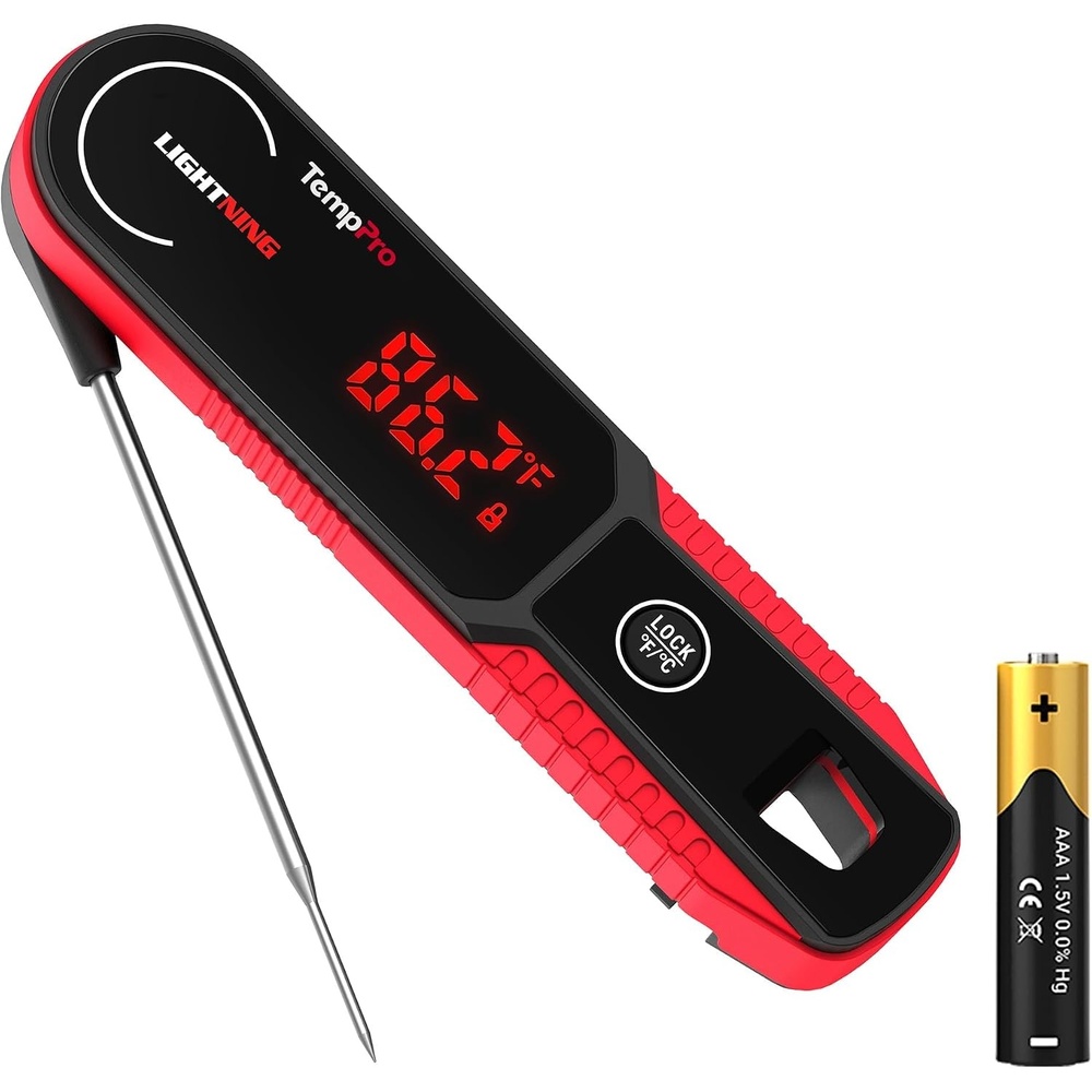 image:imageTempPro TempSwift 1 Sec Instant Read Meat Thermometer Digital  Kitchen Food Thermometer with 180 Rotating Display IP67 Waterproof Cooking Thermometers for Deep Fry Smoker Grill BBQRed