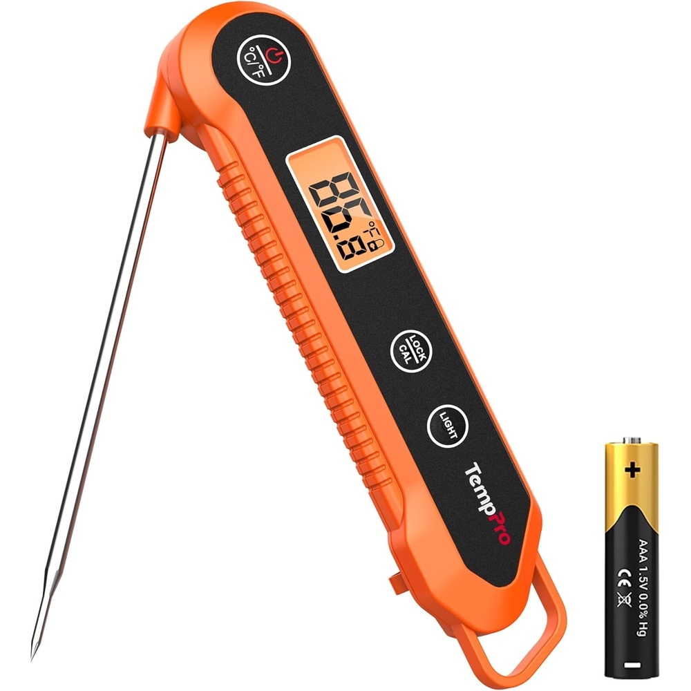 image:imageTempPro TempSwift 1 Sec Meat Thermometer Digital for Kitchen Cooking Food  39 inches Long Probe Calibration Backlight Bread Baking Sourdough Liquids Candy Making Accessories Previously ThermoProOrange