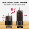 TempPro Electric Salt and Pepper Grinder Set Rechargeable, 110ml Automatic Pepper Grinder Shakers with External Adjustment, Refillable Pepper Mill Set for House Warming Gifts(Previously ThermoPro)