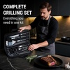 TempPro Grilling Accessories Grill Set with Spatula, Fork, Brush & Tongs, Heavy Duty Stainless Steel Grill Tools for Camping Burger, BBQ Accessories for Men Dad Him (Previously ThermoPro)