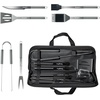 TempPro Grilling Accessories Grill Set with Spatula, Fork, Brush & Tongs, Heavy Duty Stainless Steel Grill Tools for Camping Burger, BBQ Accessories for Men Dad Him (Previously ThermoPro)