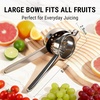 TempPro Lemon Lime Squeezer, 304 Stainless Steel Hand Press Citrus Juicer | Grooved Bowl, Heavy-Duty Hinged Handle, High Juice Yield, Easy to Use & Dishwasher Safe