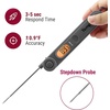 TempPro TP03B Digital Meat Thermometer for Cooking, Instant Read Thermometer with Backlight, Kitchen Food Thermometer for Grill Smoker BBQ Oil Deep Fry Candy Bread Coffee (Previously ThermoPro)(Grey)