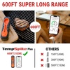 ThermoPro 600FT Wireless Meat Thermometer with Upgraded Ultra-Thin Probe, Bluetooth Meat Thermometer Wireless for Outside Grill, Smoker Thermometer for BBQ Oven Rotisserie Sous Vide (TP970)