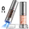 TempPro Electric Salt and Pepper Grinder Set, Rechargeable Salt Grinder Set | Salt and Pepper Shakers with 6 External Adjustable Settings, Foodgrade Stainless Steel Salt and Pepper Set for Him Dad Father