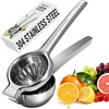 TempPro Lemon Lime Squeezer, 304 Stainless Steel Hand Press Citrus Juicer | Grooved Bowl, Heavy-Duty Hinged Handle, High Juice Yield, Easy to Use & Dishwasher Safe