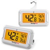 TempPro Refrigerator Thermometer 2 Pack with Large Backlit LCD Display, Waterproof Freezer Fridge Thermometer with Max/Min Record, Easy Battery Replacement for Room, Cooler (Previously ThermoPro)(2)